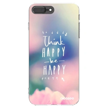 Picasee silikonski prozorni ovitek za Apple iPhone 8 Plus - Think happy be happy