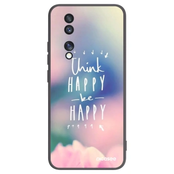 Picasee silikonski črni ovitek za Honor 70 - Think happy be happy