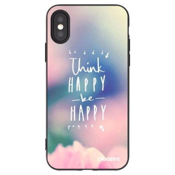 Picasee silikonski črni ovitek za Apple iPhone X/XS - Think happy be happy