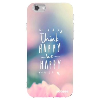 Picasee silikonski prozorni ovitek za Apple iPhone 6/6S - Think happy be happy
