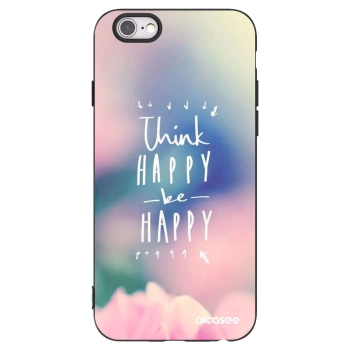 Picasee silikonski črni ovitek za Apple iPhone 6/6S - Think happy be happy