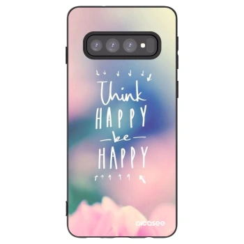 Picasee silikonski črni ovitek za Samsung Galaxy S10 G973 - Think happy be happy