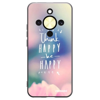 Picasee silikonski črni ovitek za Honor Magic8 Lite 5G - Think happy be happy
