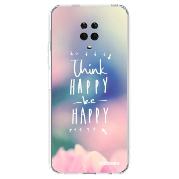 Picasee silikonski prozorni ovitek za Xiaomi Redmi Note 9 Pro - Think happy be happy