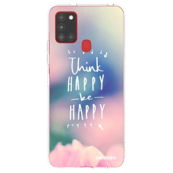 Picasee silikonski prozorni ovitek za Samsung Galaxy A21s - Think happy be happy