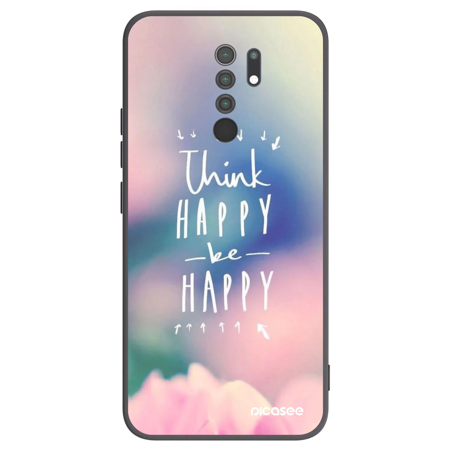 Picasee silikonski črni ovitek za Xiaomi Redmi 9 - Think happy be happy