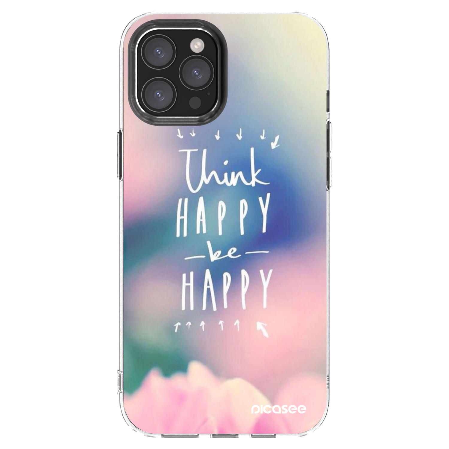 Picasee silikonski prozorni ovitek za Apple iPhone 12 Pro Max - Think happy be happy