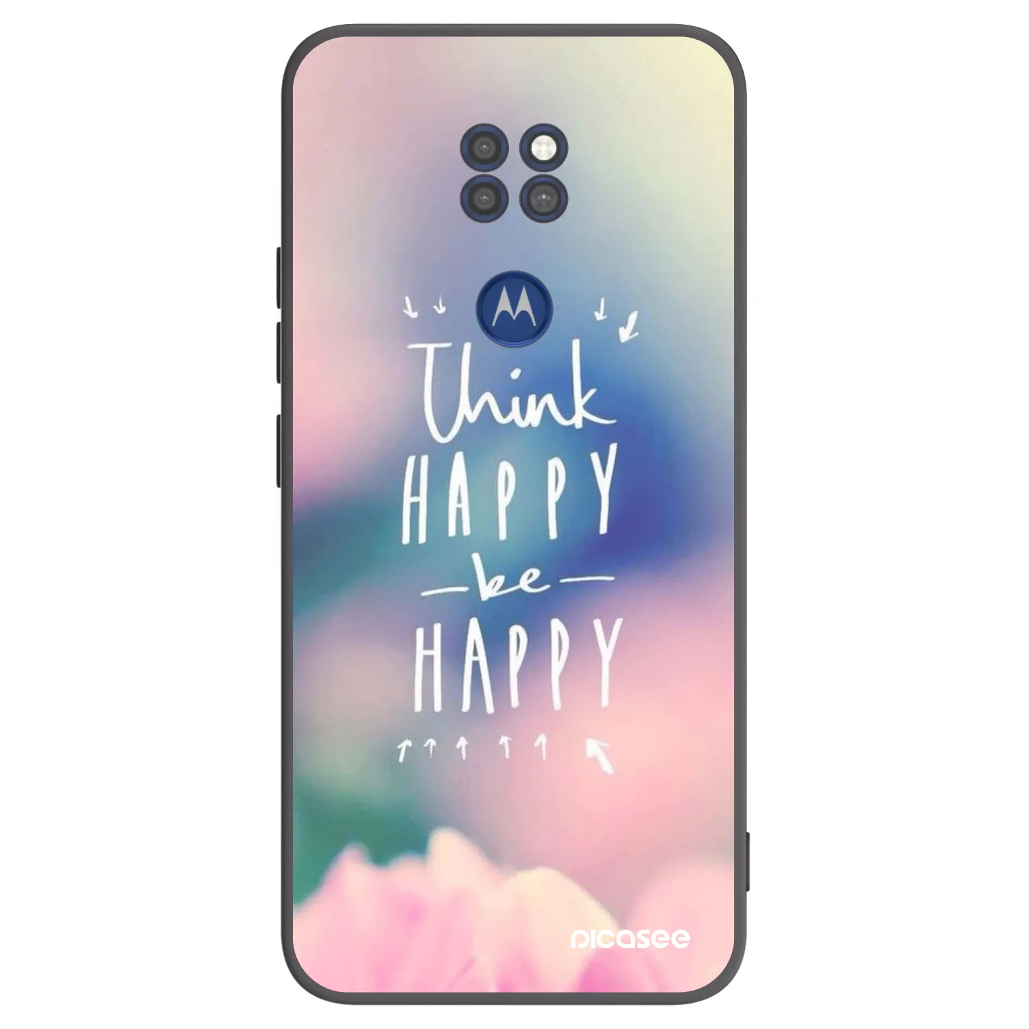 Picasee silikonski črni ovitek za Motorola Moto G9 Play - Think happy be happy