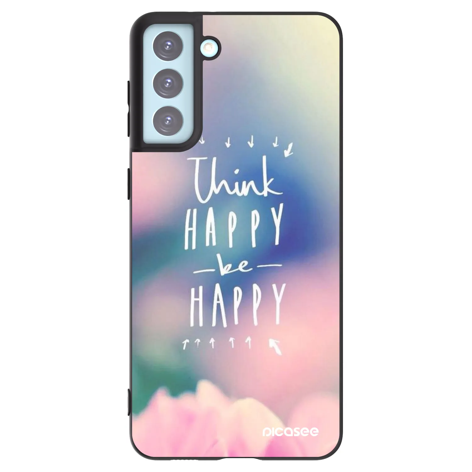 Picasee silikonski črni ovitek za Samsung Galaxy S21+ 5G G996F - Think happy be happy
