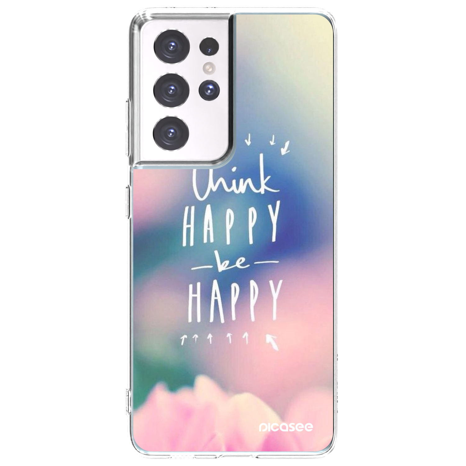 Picasee silikonski prozorni ovitek za Samsung Galaxy S21 Ultra 5G G998B - Think happy be happy