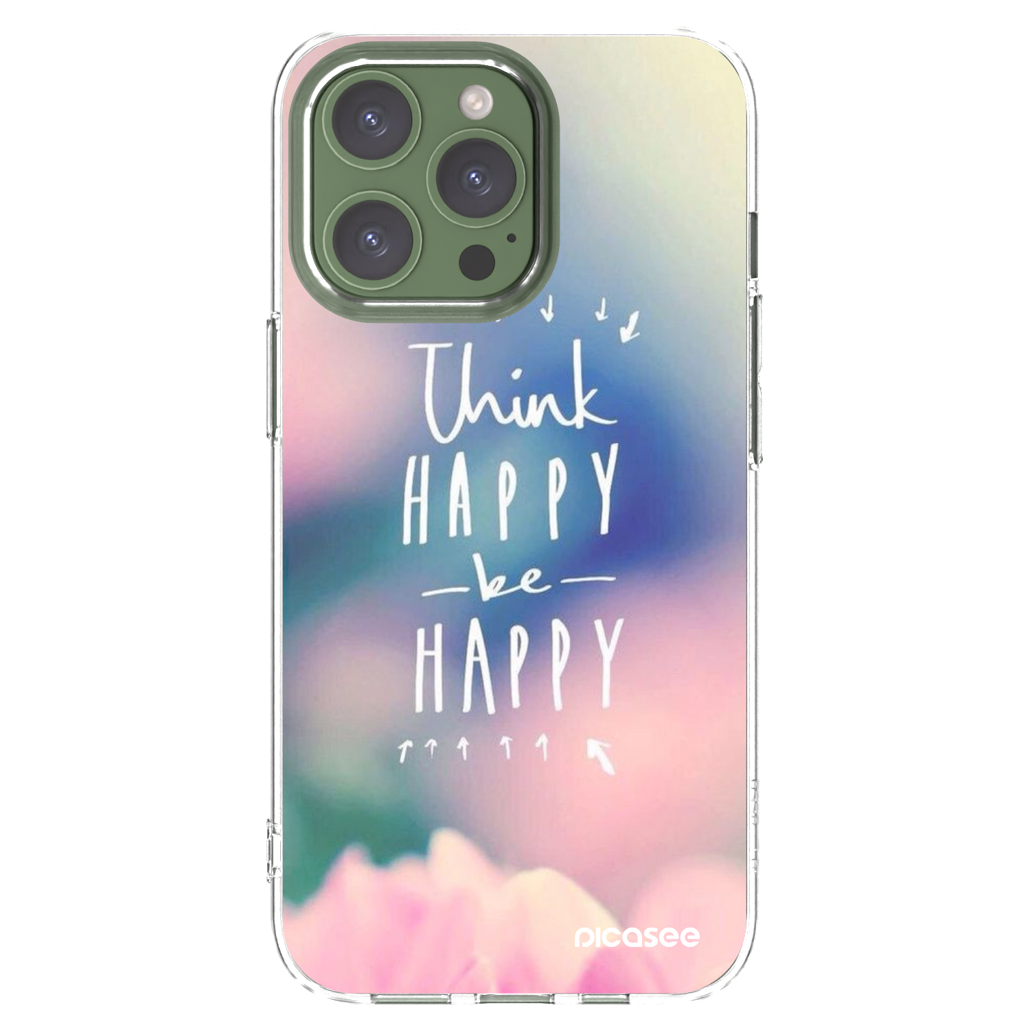 Picasee silikonski prozorni ovitek za Apple iPhone 13 Pro - Think happy be happy