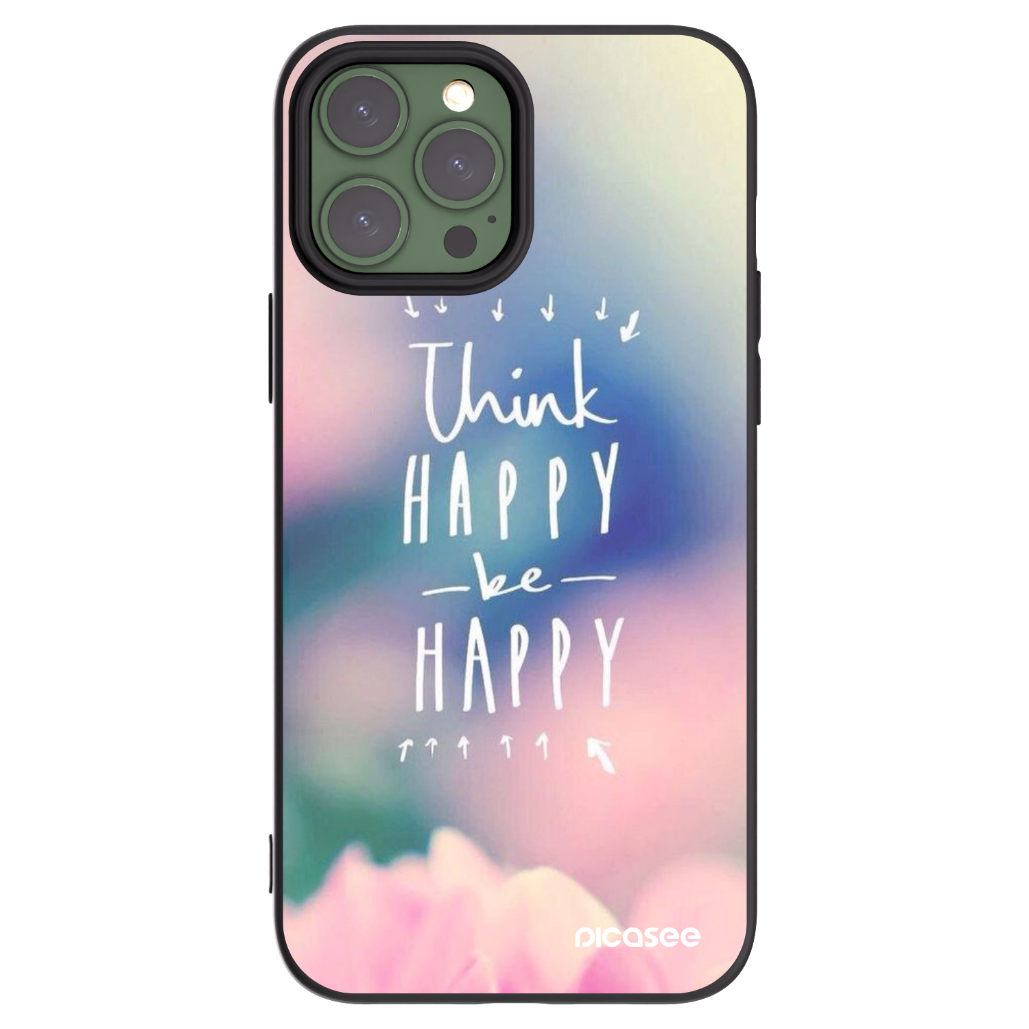 Picasee silikonski črni ovitek za Apple iPhone 13 Pro Max - Think happy be happy