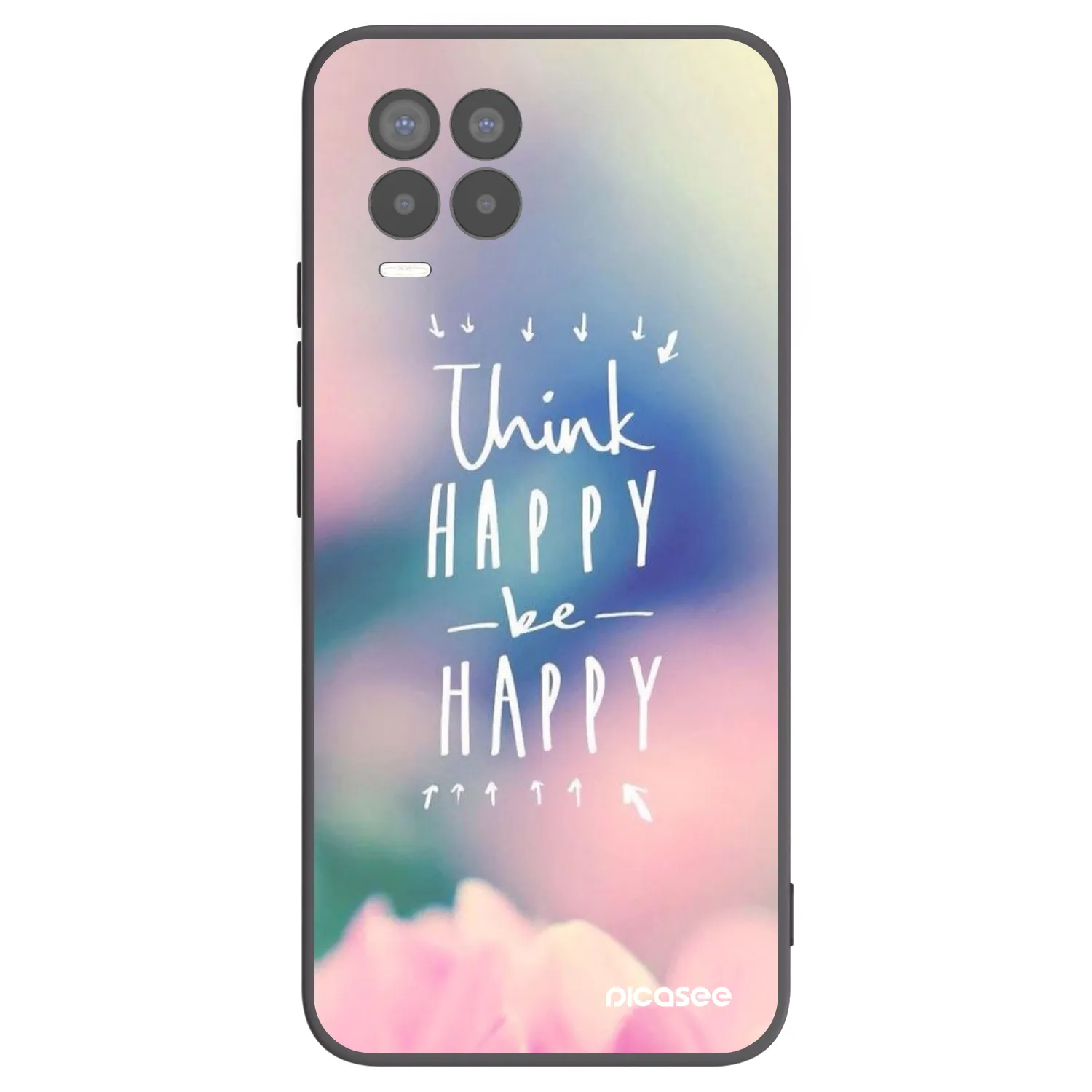 Picasee silikonski črni ovitek za Realme 8 4G - Think happy be happy
