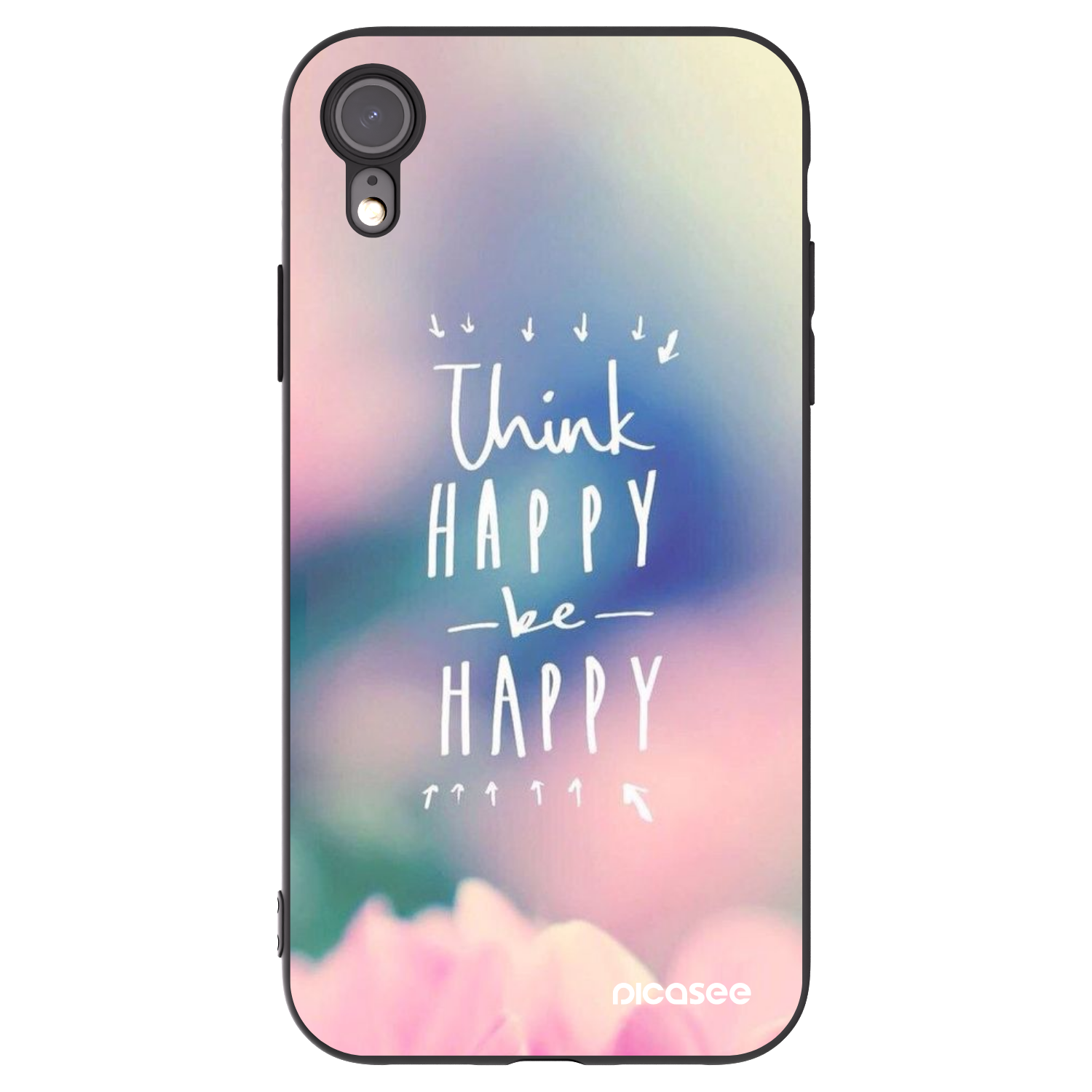 Picasee silikonski črni ovitek za Apple iPhone XR - Think happy be happy