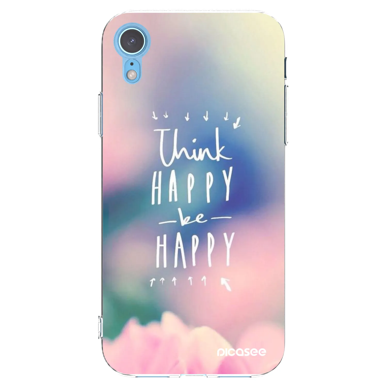 Picasee silikonski prozorni ovitek za Apple iPhone XR - Think happy be happy
