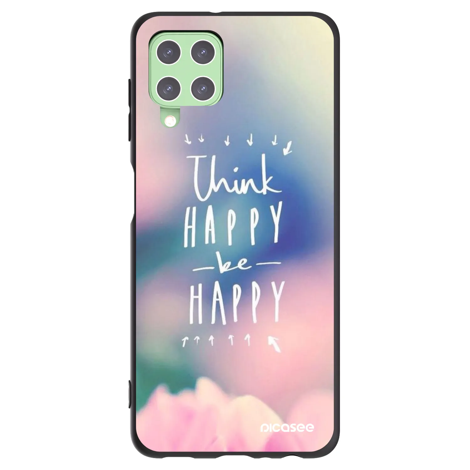 Picasee silikonski črni ovitek za Samsung Galaxy A22 A225F 4G - Think happy be happy