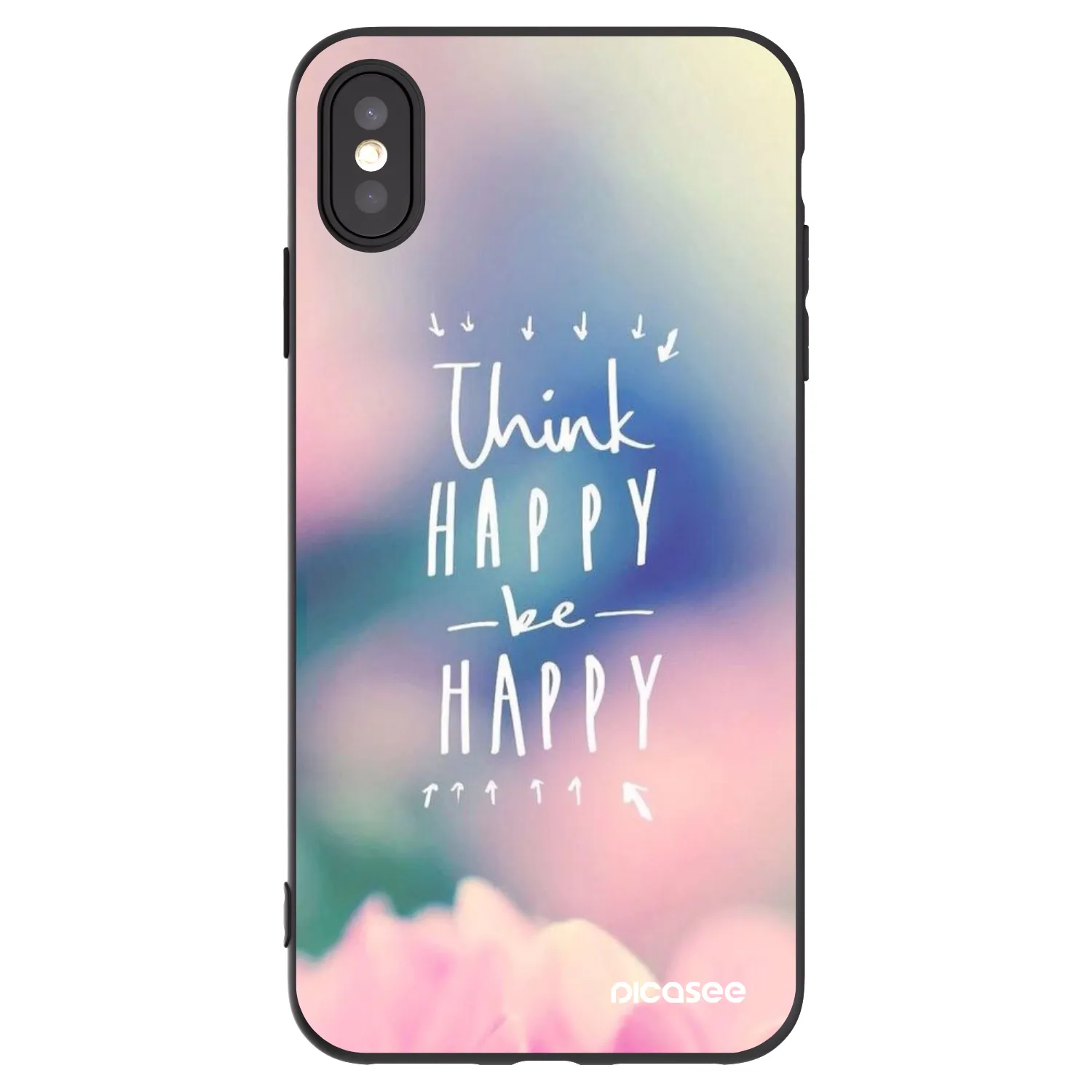 Picasee silikonski črni ovitek za Apple iPhone XS Max - Think happy be happy