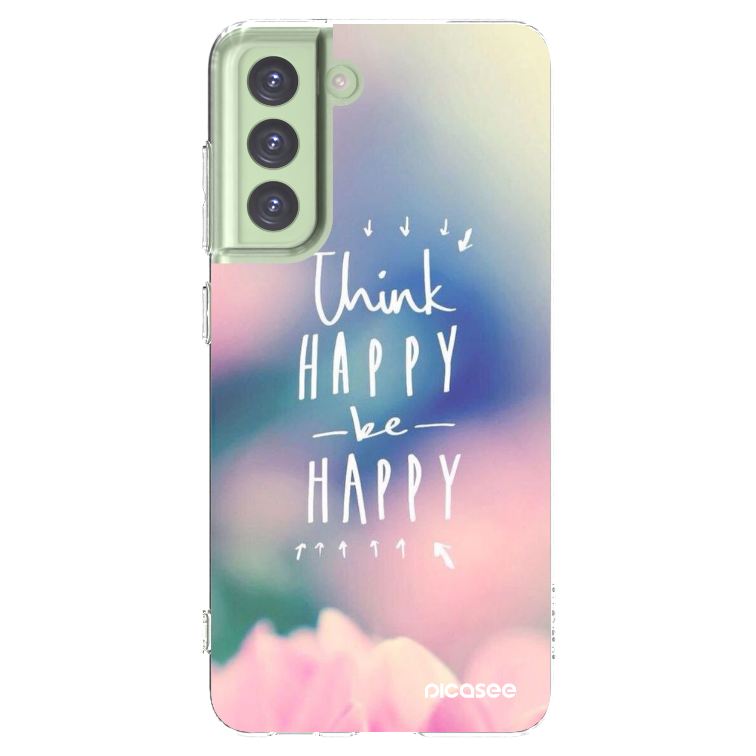 Picasee silikonski prozorni ovitek za Samsung Galaxy S21 FE 5G - Think happy be happy