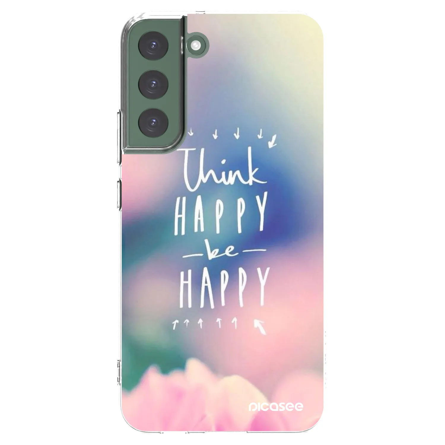 Picasee silikonski prozorni ovitek za Samsung Galaxy S22+ 5G - Think happy be happy