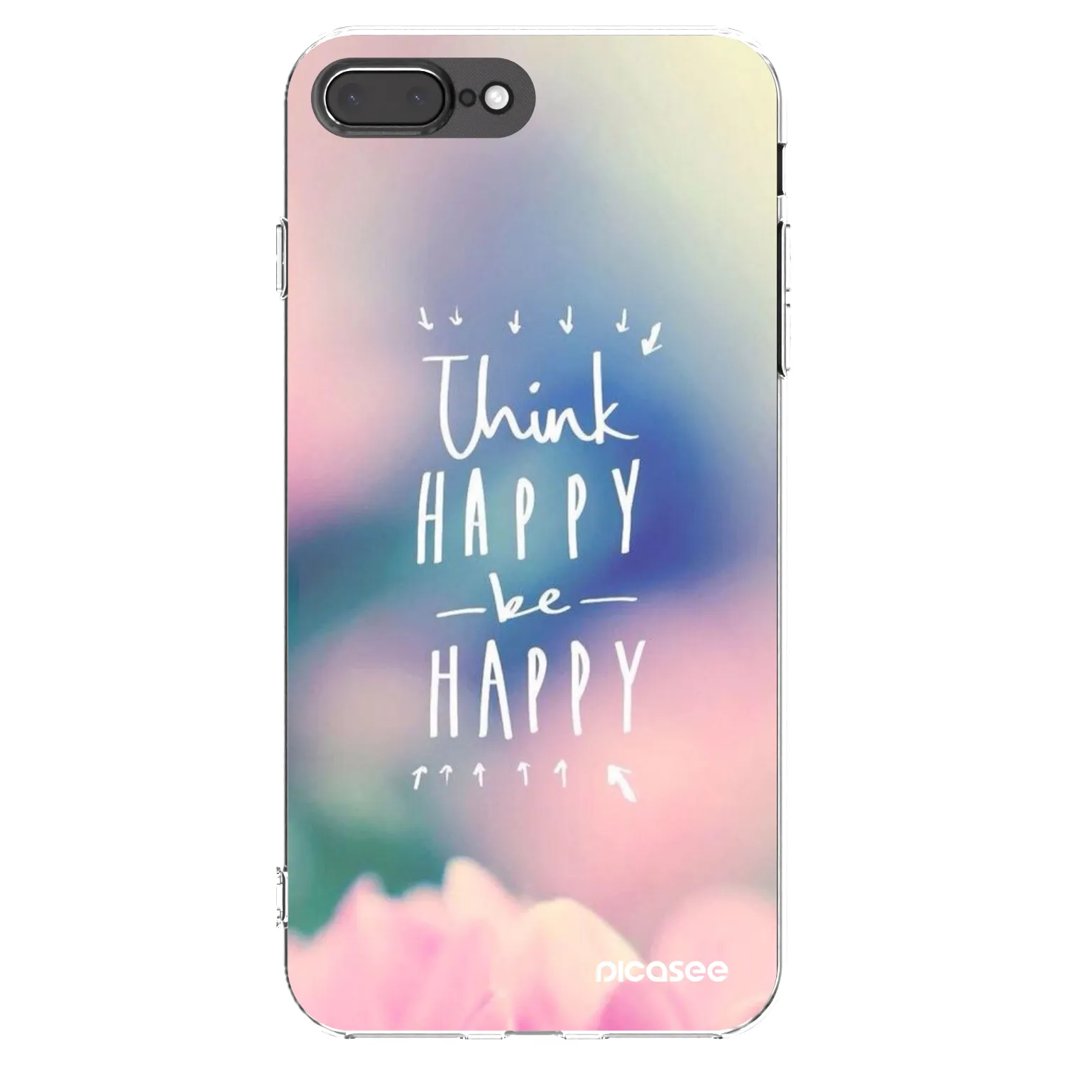 Picasee silikonski prozorni ovitek za Apple iPhone 8 Plus - Think happy be happy