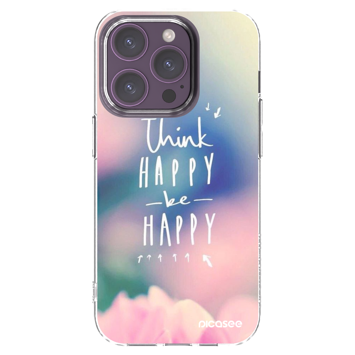Picasee silikonski prozorni ovitek za Apple iPhone 14 Pro - Think happy be happy