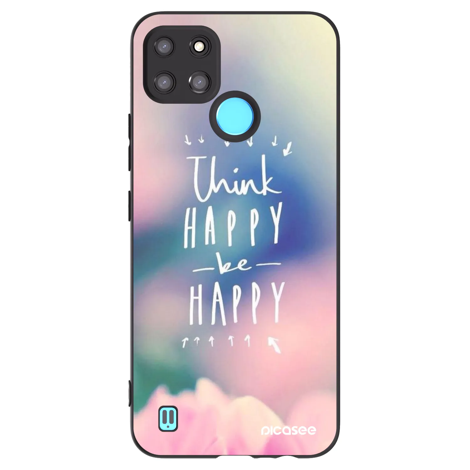 Picasee silikonski črni ovitek za Realme C21Y - Think happy be happy