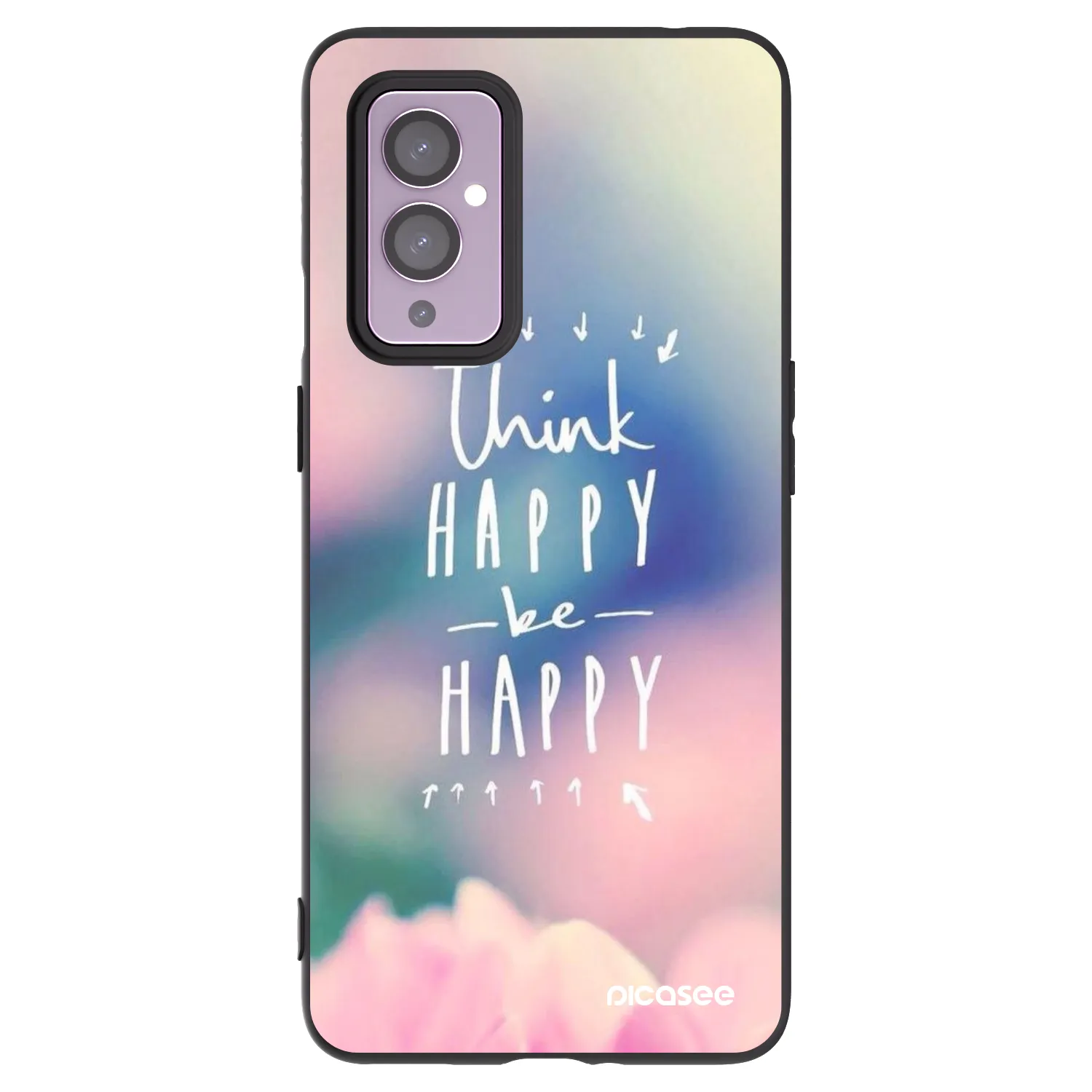 Picasee silikonski črni ovitek za OnePlus 9 - Think happy be happy
