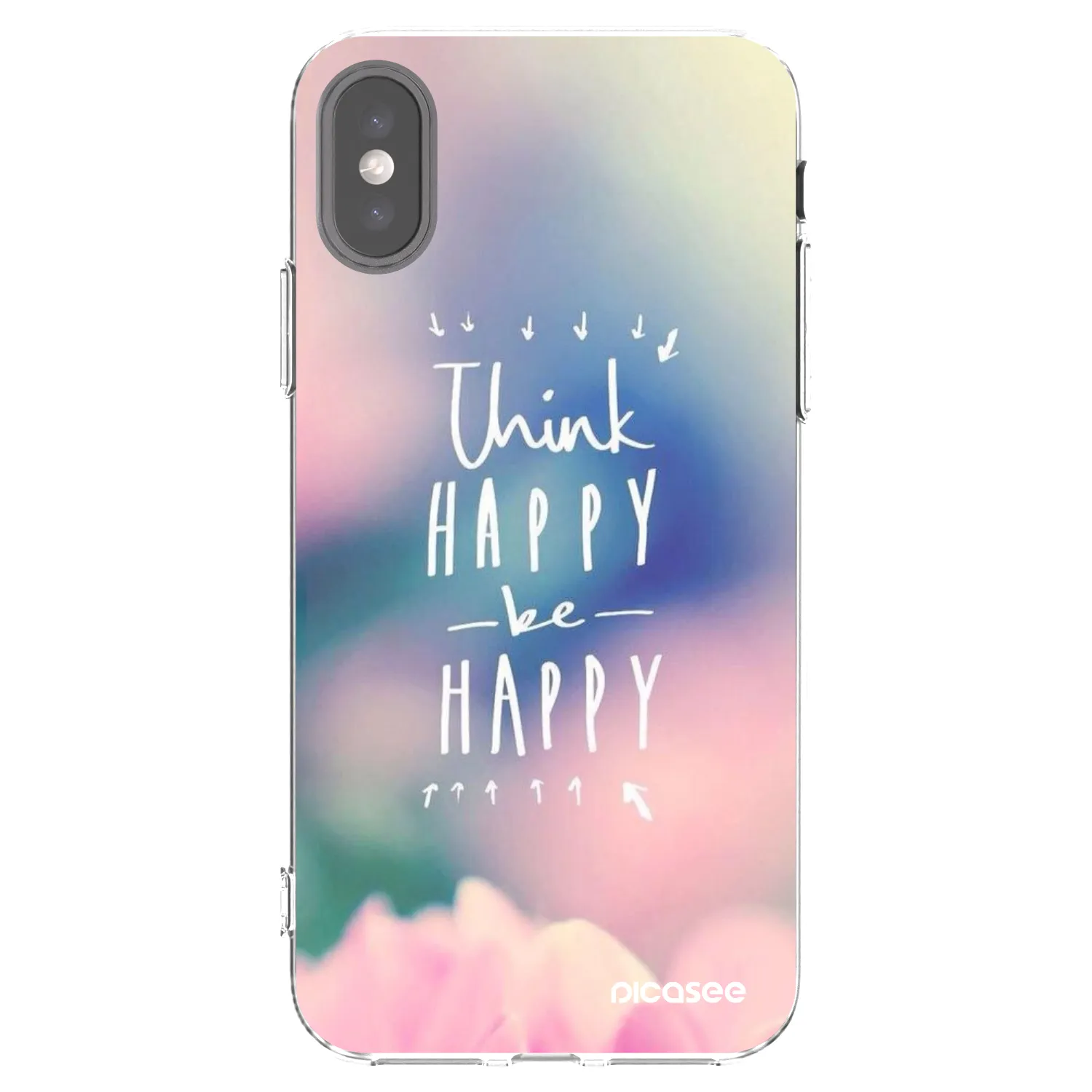 Picasee silikonski prozorni ovitek za Apple iPhone X/XS - Think happy be happy