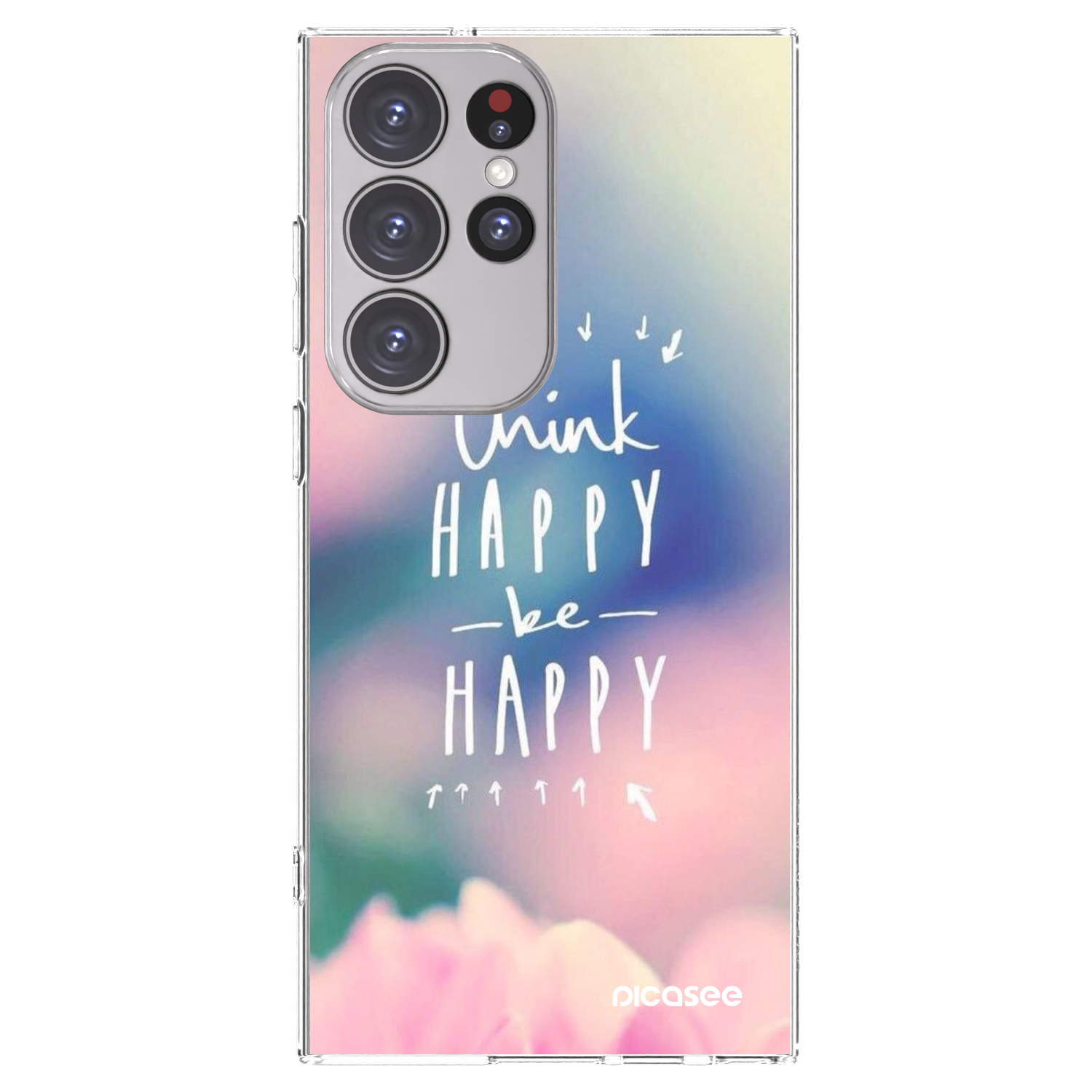 Picasee silikonski prozorni ovitek za Samsung Galaxy S23 Ultra 5G - Think happy be happy