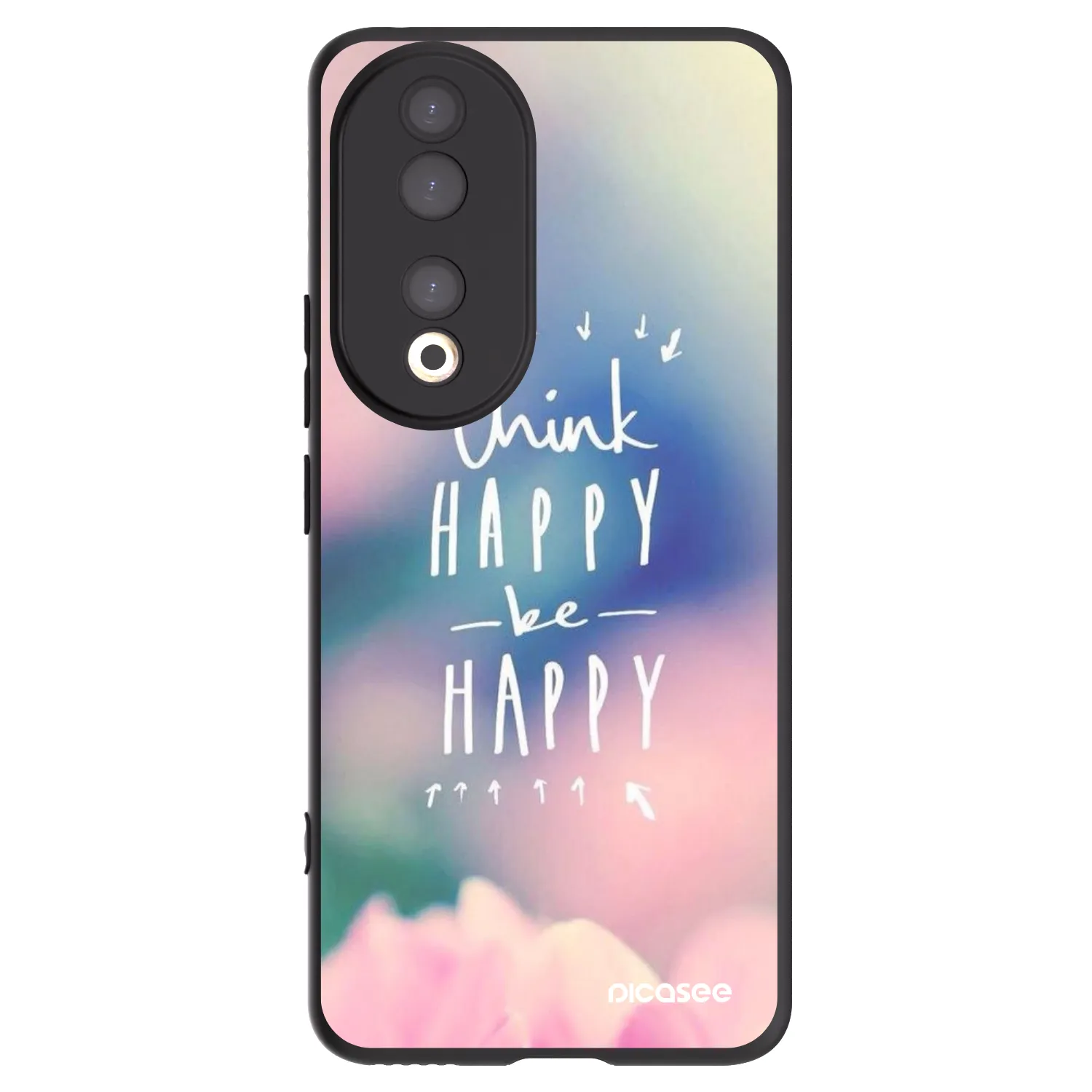 Picasee silikonski črni ovitek za Honor 90 5G - Think happy be happy