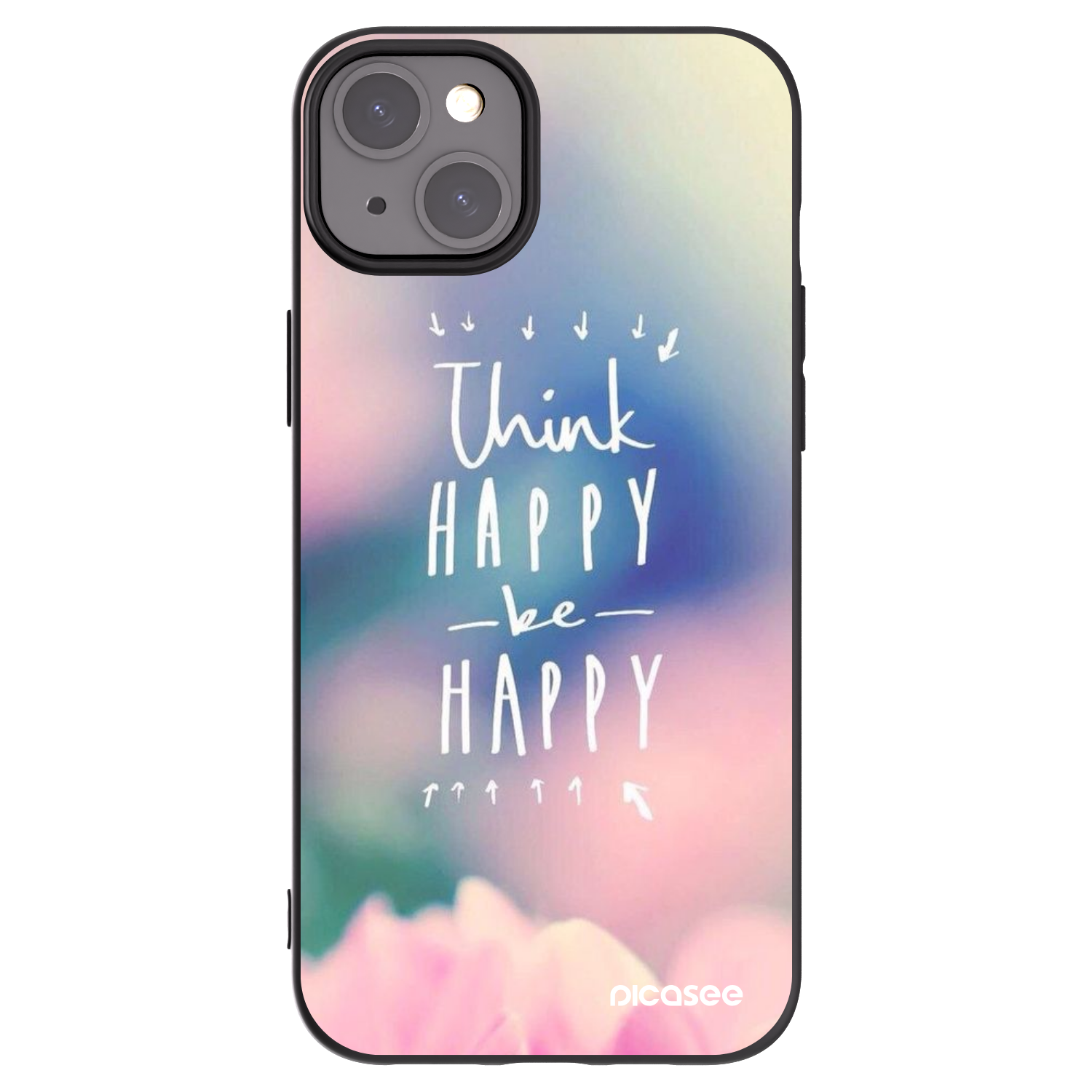 Picasee silikonski črni ovitek za Apple iPhone 15 Plus - Think happy be happy