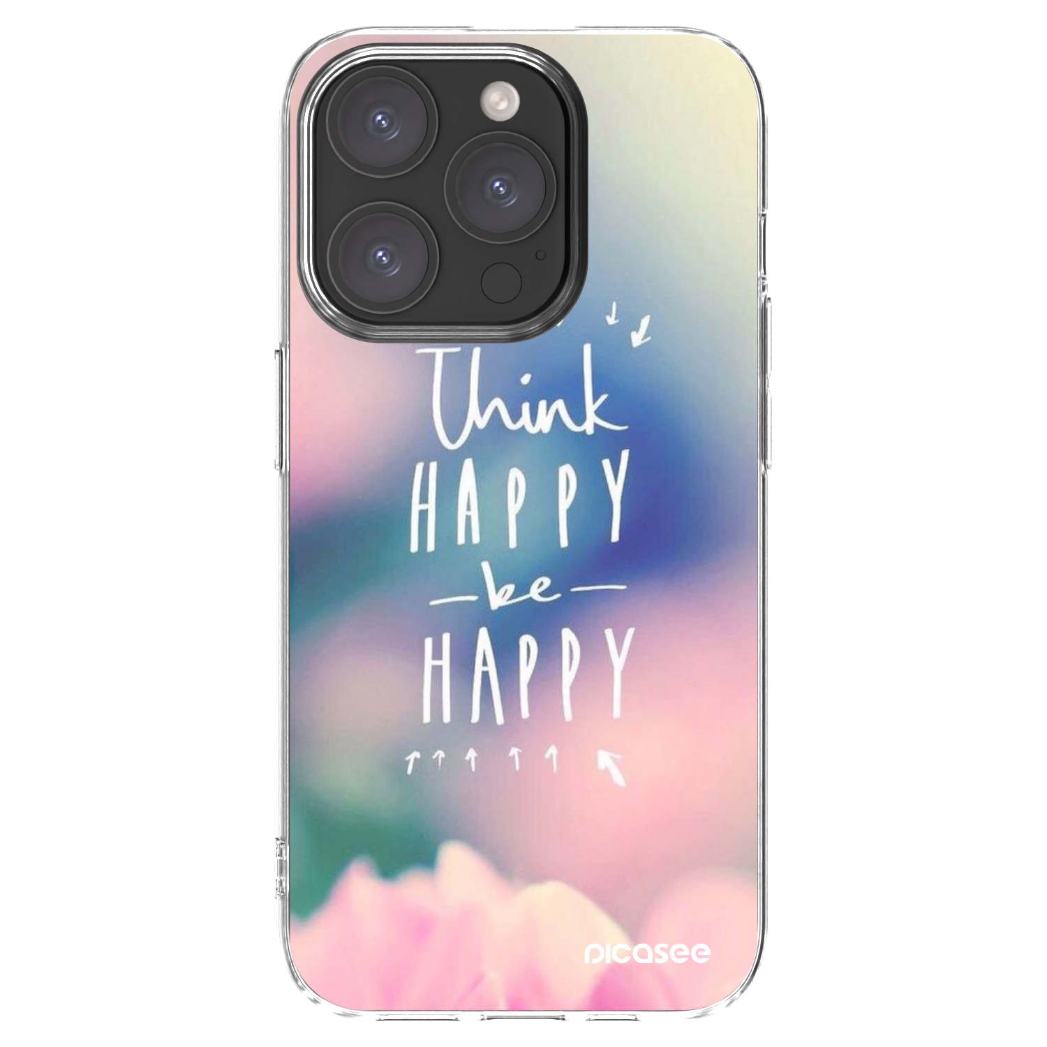 Picasee silikonski prozorni ovitek za Apple iPhone 15 Pro - Think happy be happy