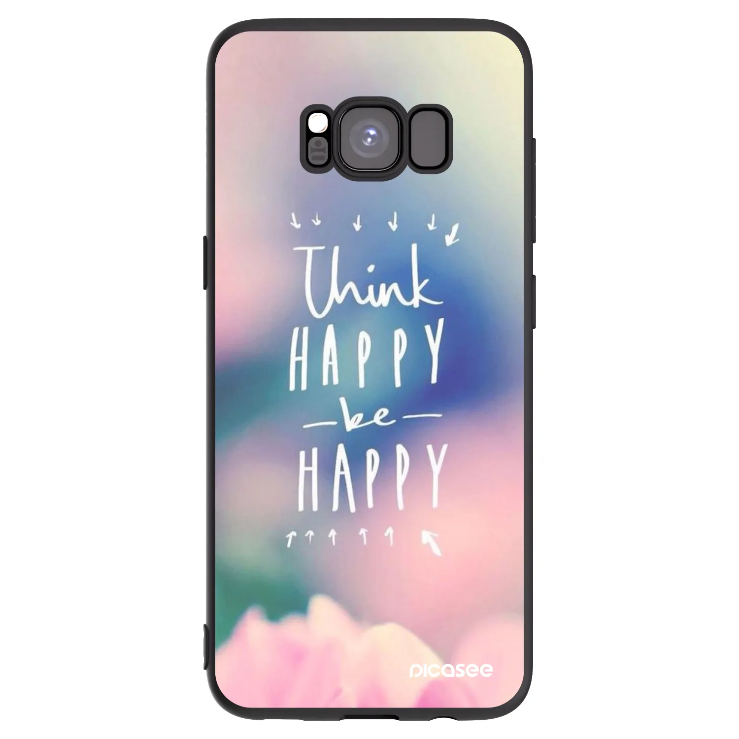 Picasee silikonski črni ovitek za Samsung Galaxy S8 G950F - Think happy be happy