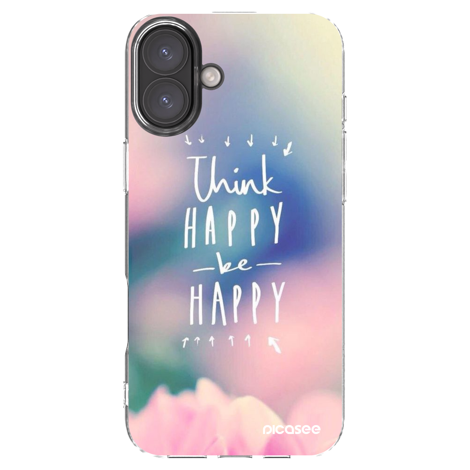 Picasee silikonski prozorni ovitek za Apple iPhone 16 Plus - Think happy be happy