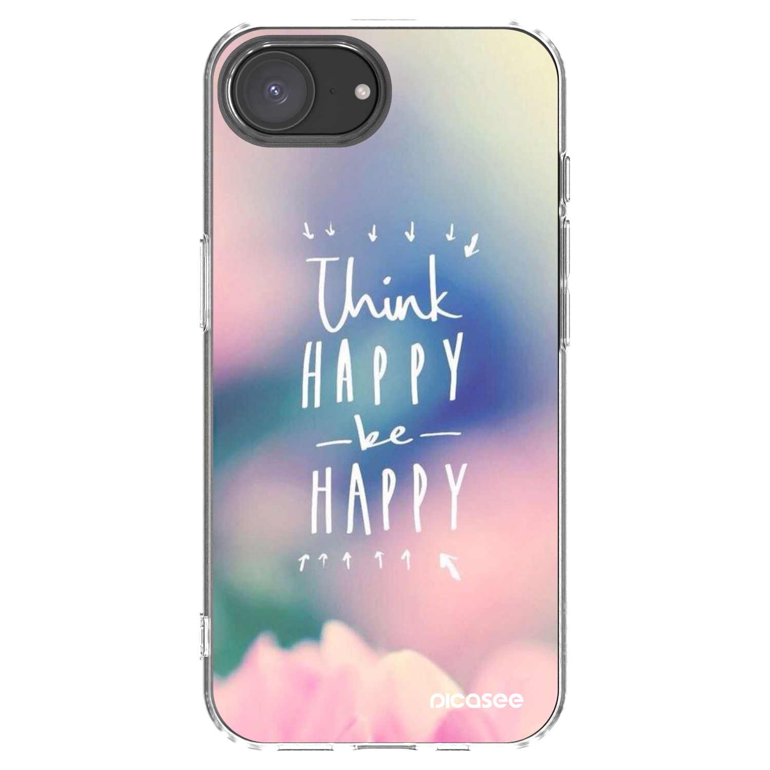 Picasee silikonski prozorni ovitek za Apple iPhone 16e - Think happy be happy