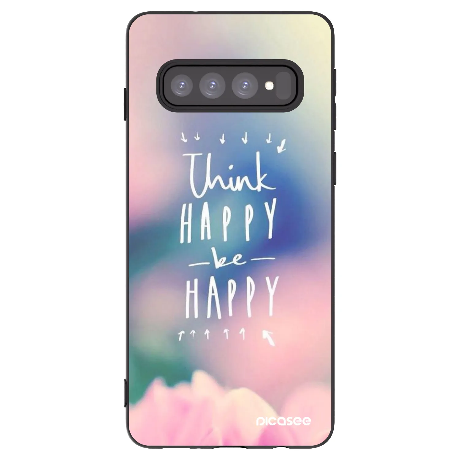 Picasee silikonski črni ovitek za Samsung Galaxy S10 G973 - Think happy be happy