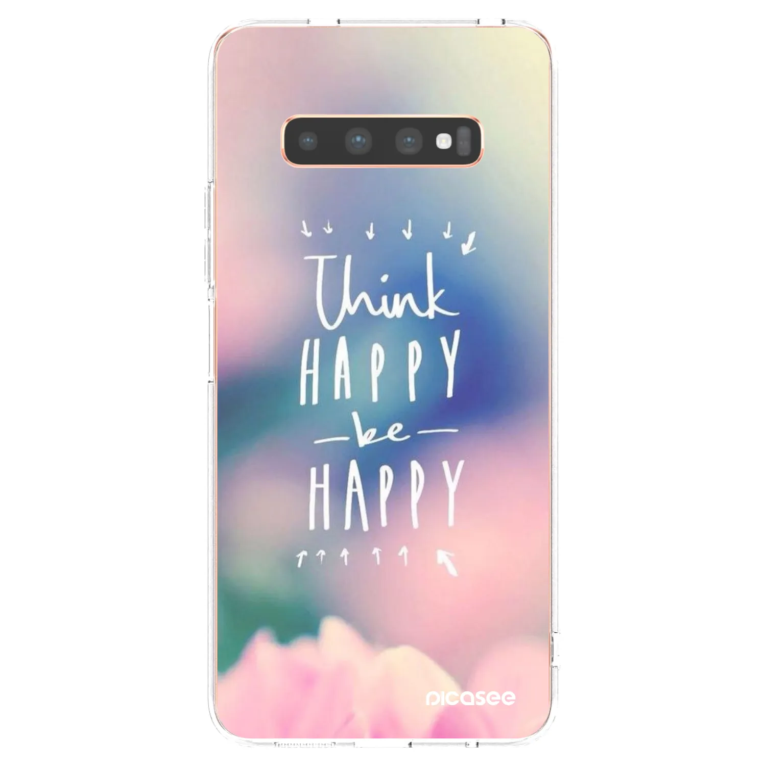 Picasee silikonski prozorni ovitek za Samsung Galaxy S10 Plus G975 - Think happy be happy