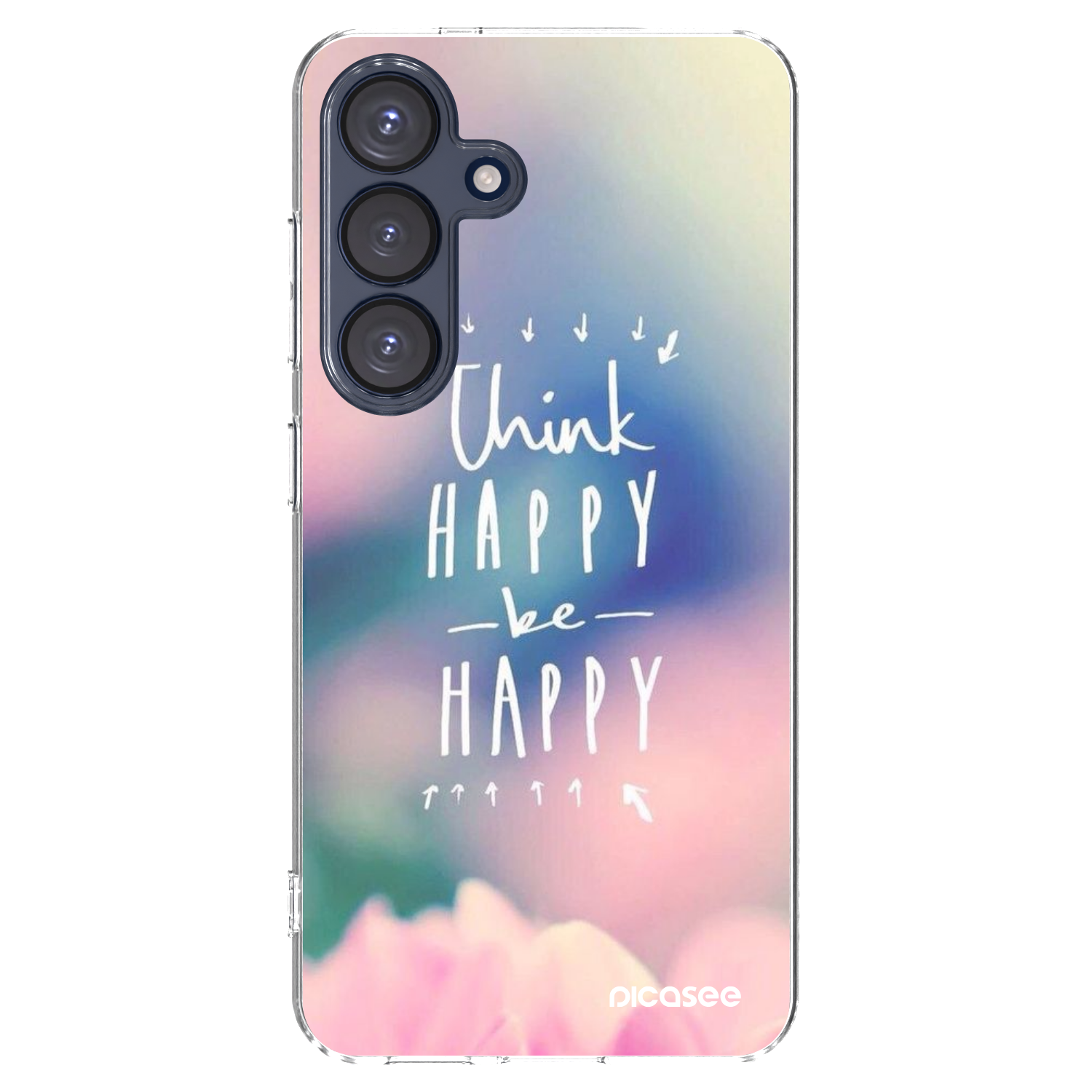 Picasee silikonski prozorni ovitek za Samsung Galaxy S25 5G - Think happy be happy