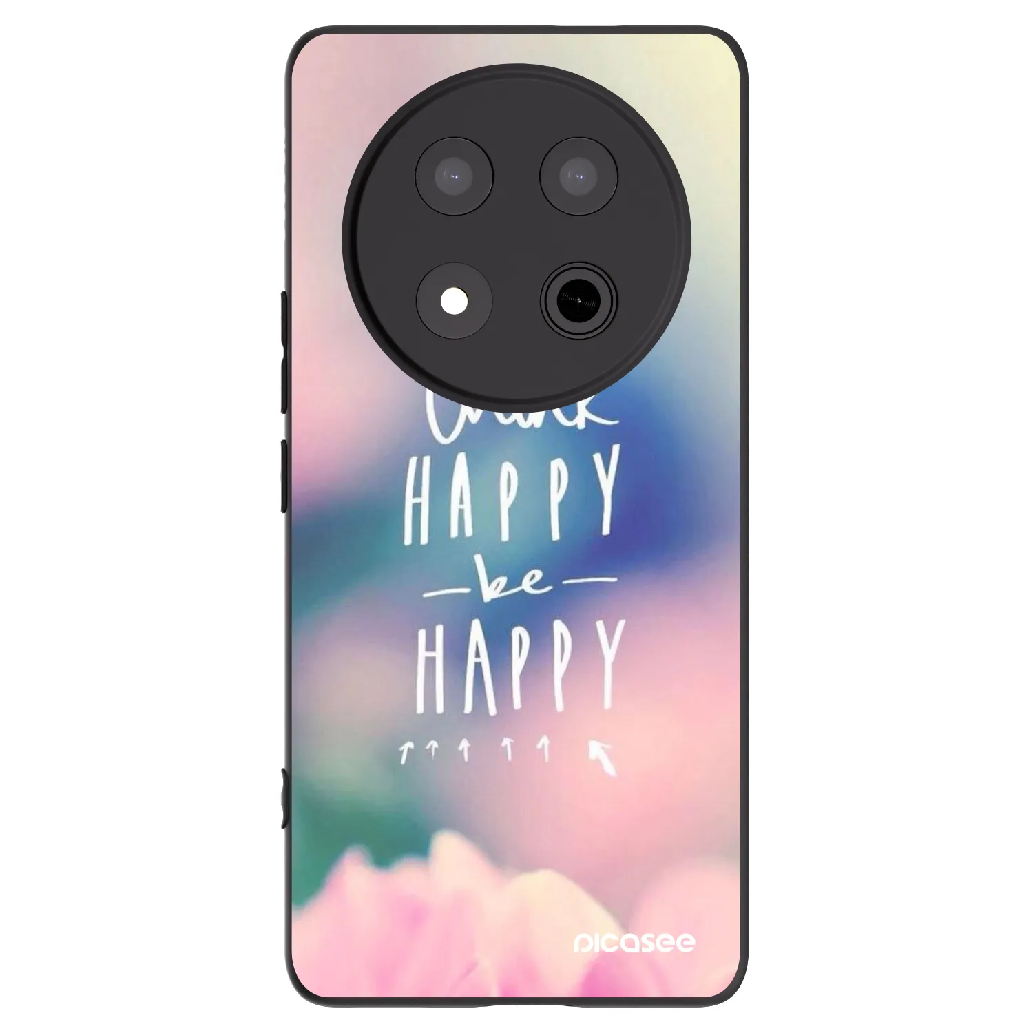 Picasee silikonski črni ovitek za Honor Magic7 Lite 5G - Think happy be happy