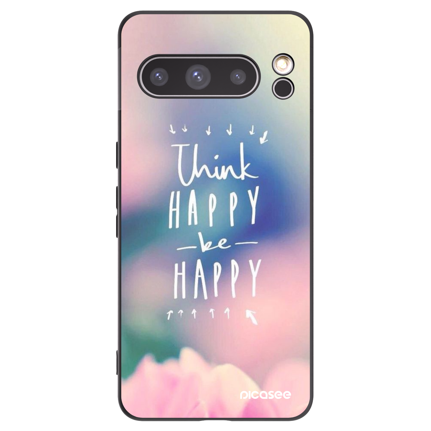 Picasee silikonski črni ovitek za Google Pixel 8 Pro - Think happy be happy