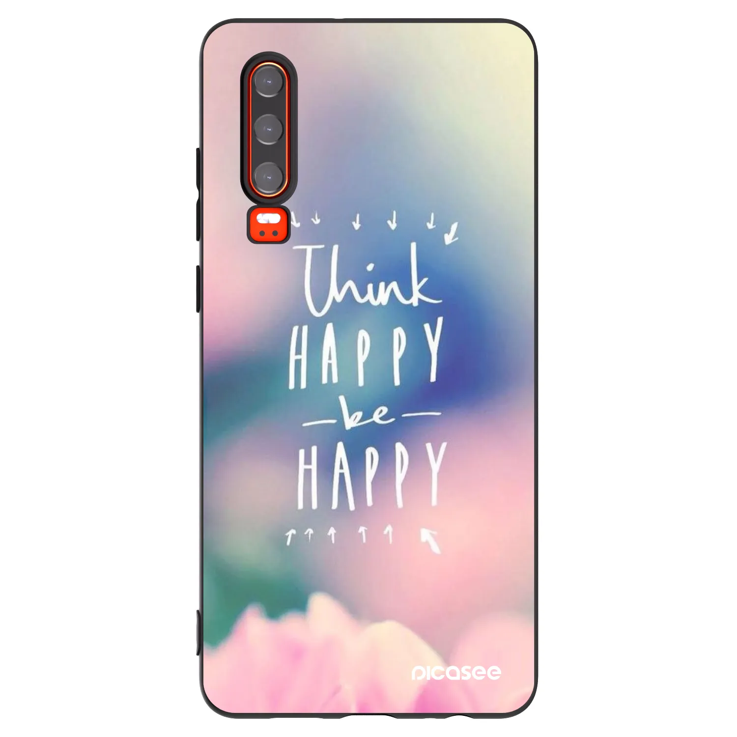 Picasee silikonski črni ovitek za Huawei P30 - Think happy be happy