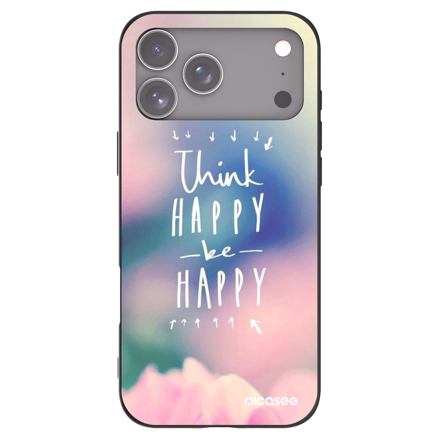 Picasee silikonski črni ovitek za Apple iPhone 17 Pro Max - Think happy be happy