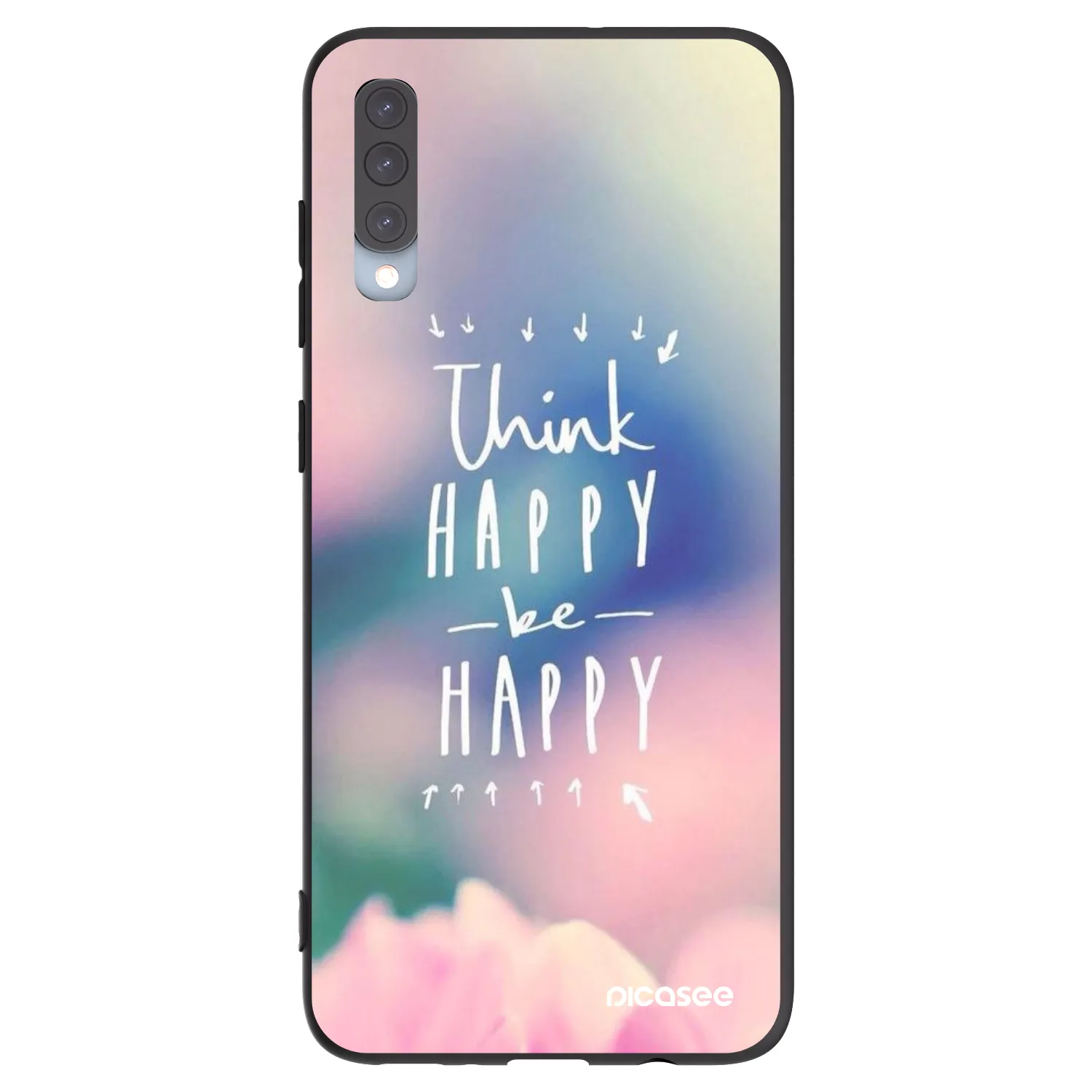 Picasee silikonski črni ovitek za Samsung Galaxy A70 A705F - Think happy be happy