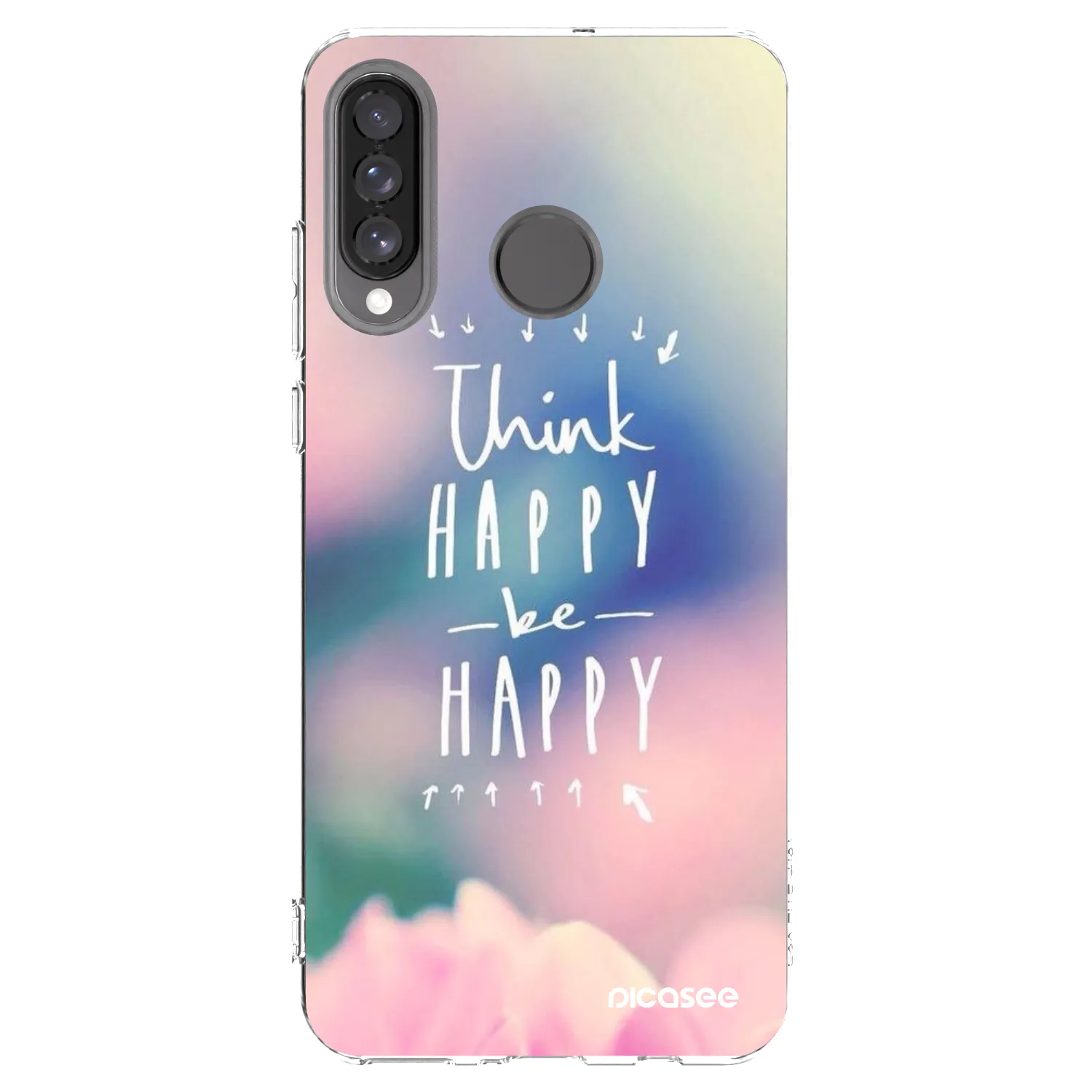 Picasee silikonski prozorni ovitek za Huawei P30 Lite - Think happy be happy