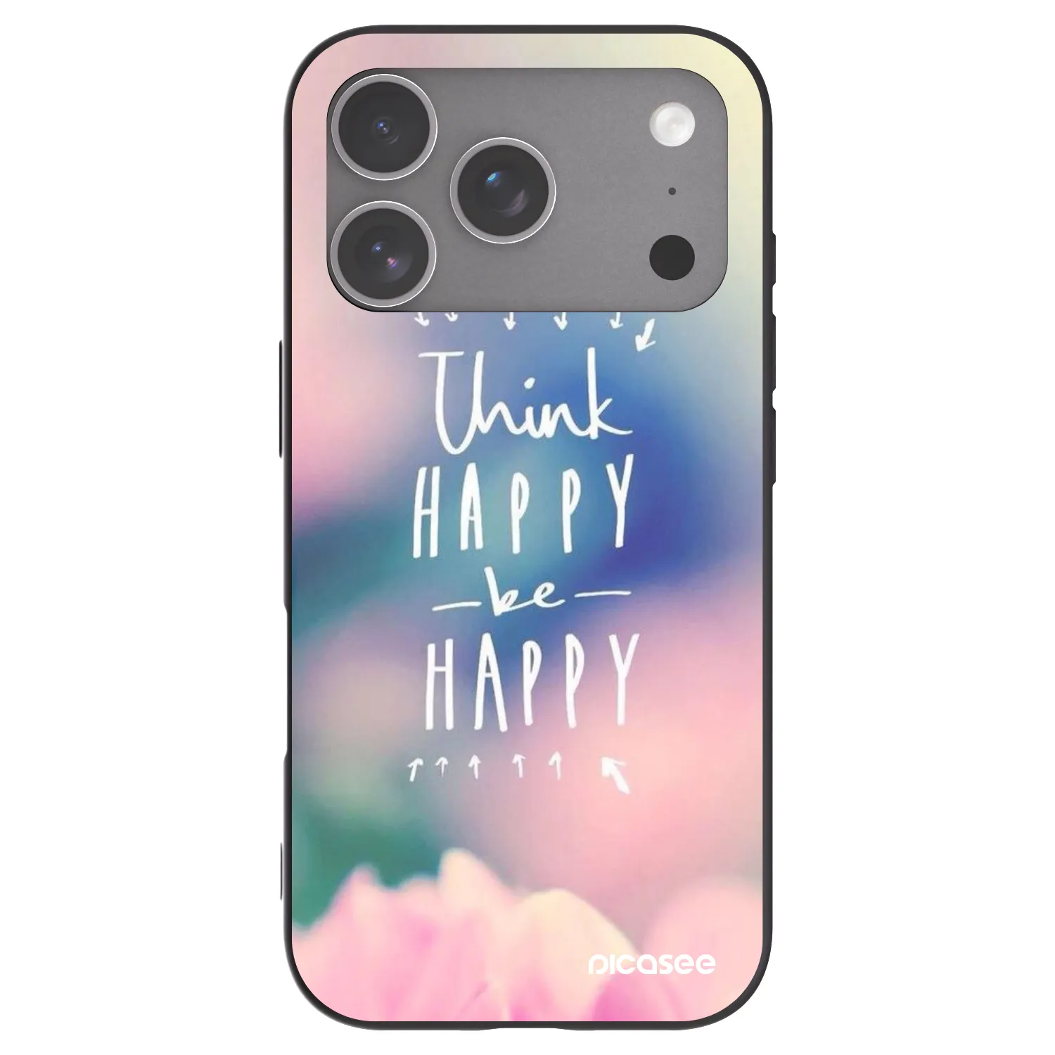Picasee silikonski črni ovitek za Apple iPhone 18 Pro - Think happy be happy