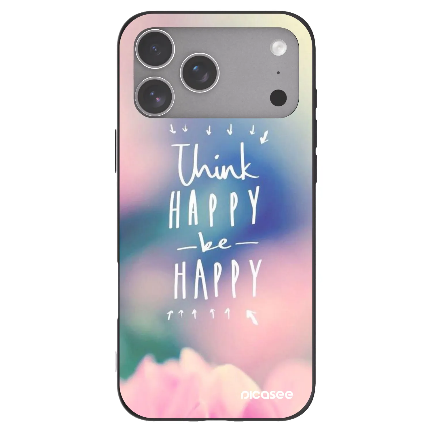 Picasee silikonski črni ovitek za Apple iPhone 18 Pro Max - Think happy be happy