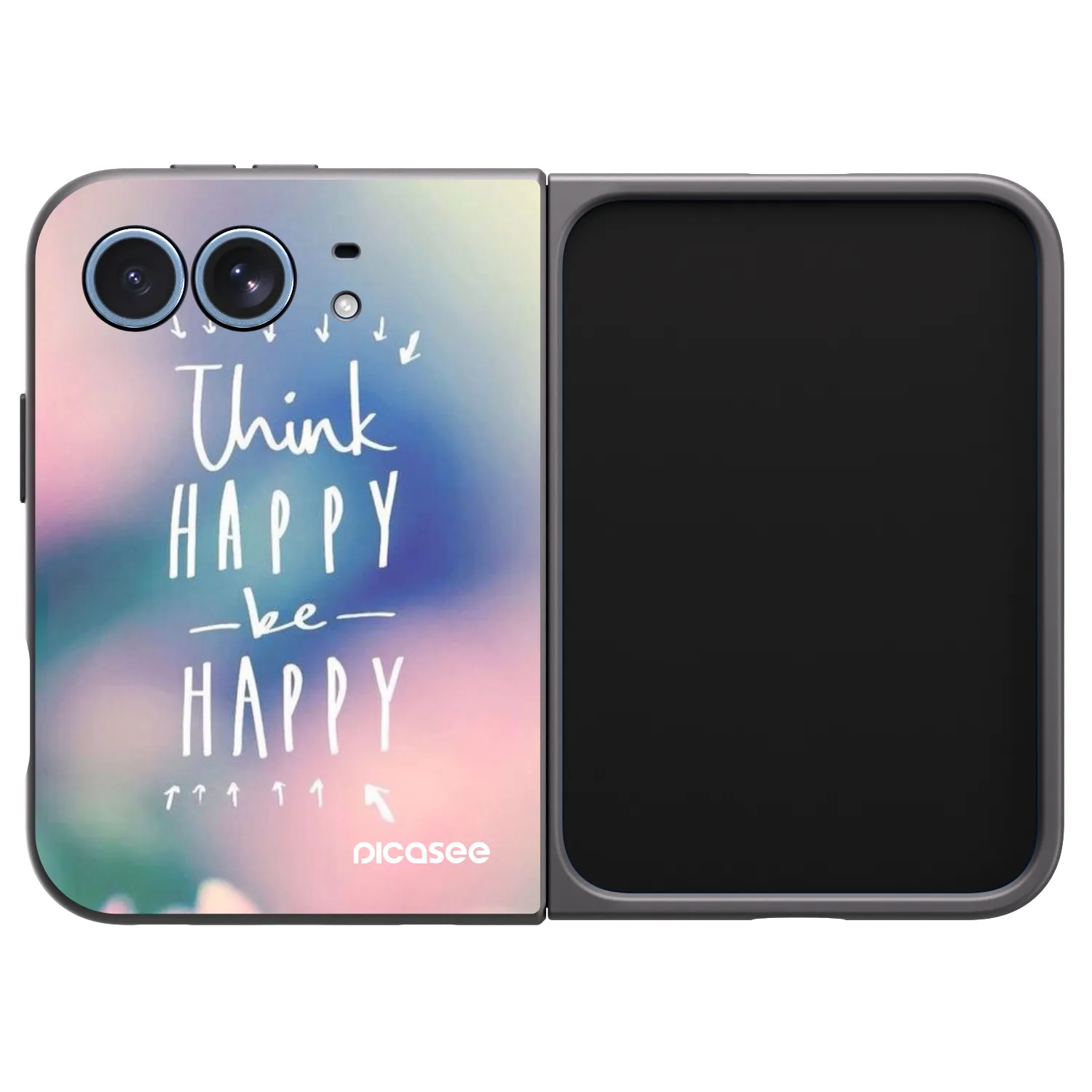Picasee silikonski črni ovitek za Apple iPhone Duo - Think happy be happy