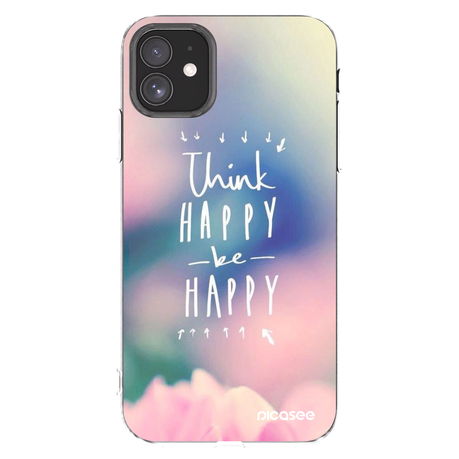 Picasee silikonski prozorni ovitek za Apple iPhone 11 - Think happy be happy