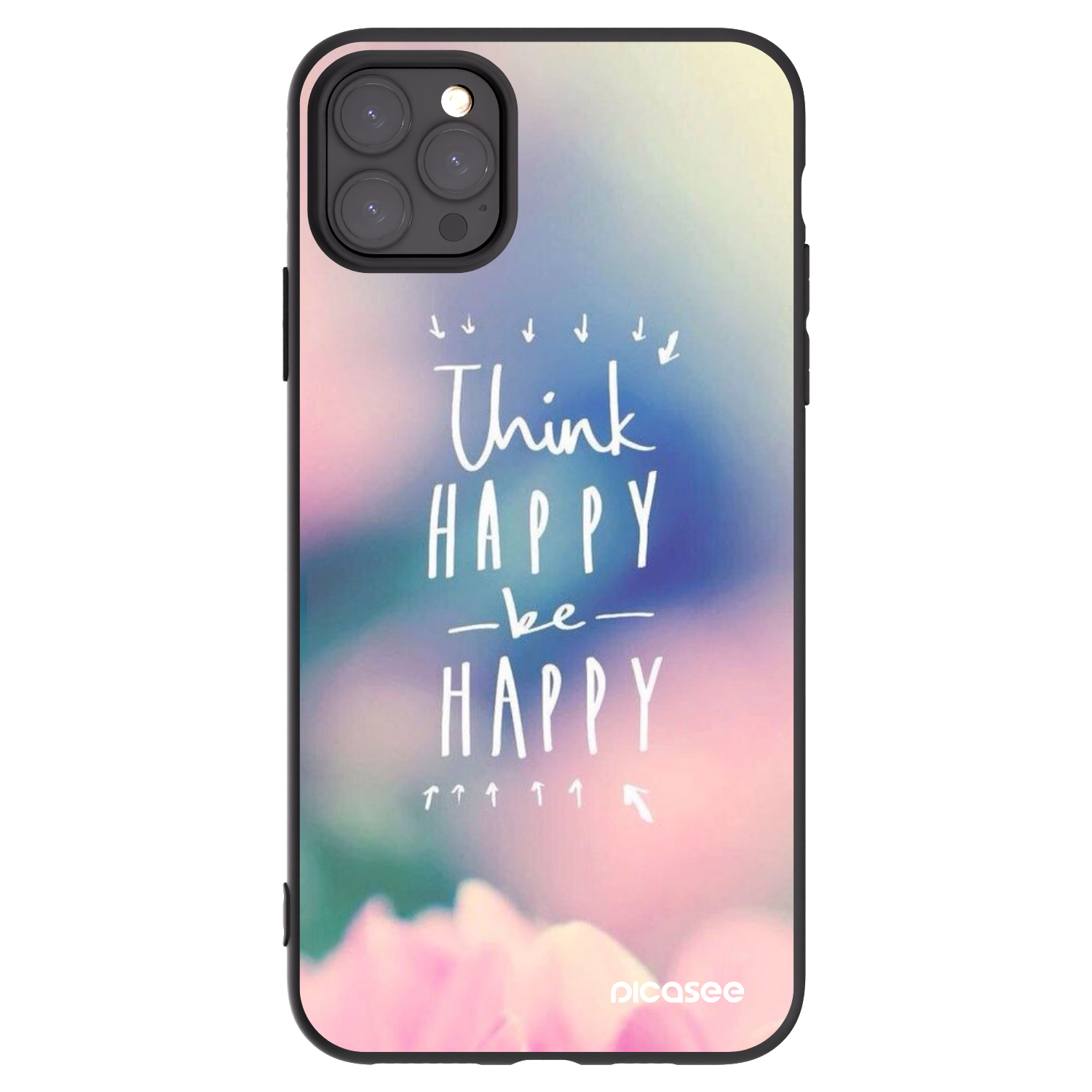 Picasee silikonski črni ovitek za Apple iPhone 11 Pro Max - Think happy be happy