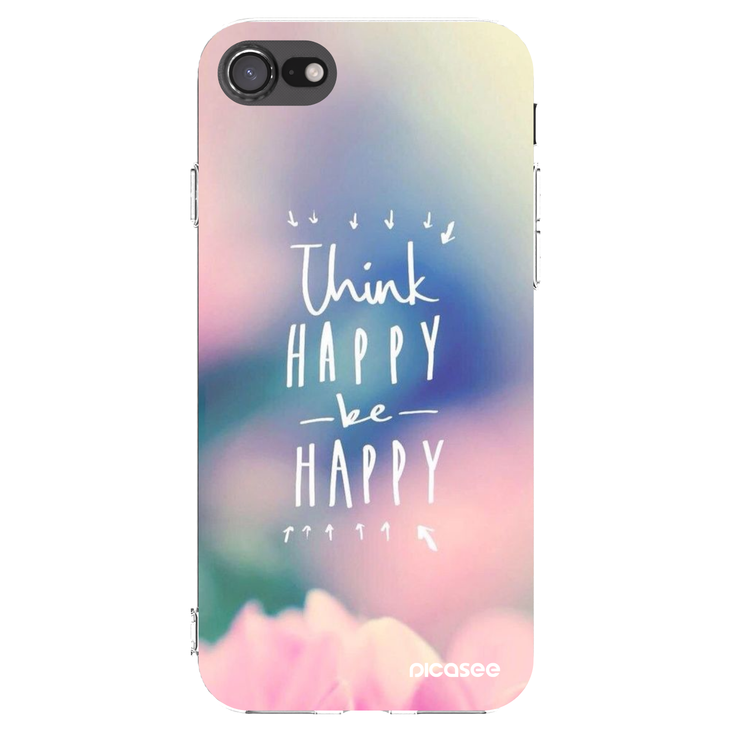 Picasee silikonski prozorni ovitek za Apple iPhone 8 - Think happy be happy